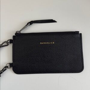 Bandolier Pebbled Black/Pewter Leather Pouch Crossbody